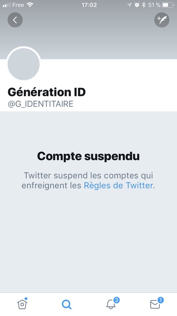 _AgnesMarion's tweet photo. Dites @Twitter, le compte de la mosquée radicale Abou Bakr qui appelle au départ en Syrie, donc au djihâd armé, ainsi qu’à la lapidation est actif. 
Pendant ce temps, celui de @G_IDENTITAIRE est suspendu.
Pourquoi cette liberté d’expression à géométrie variable ?🤔
#TwitterPurge https://t.co/dPuXjpJc1J