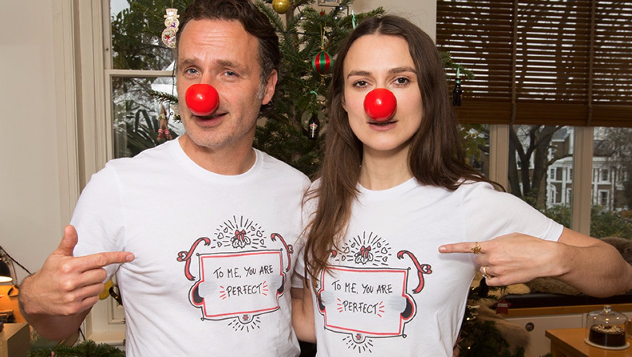 Relief on Twitter: "Join Keira Knightley &amp; Andrew Lincoln in supporting Red Nose Day with this exclusive #LoveActually tee: https://t.co/bSWDgWJ7AM https://t.co/qMmGLII8pm"