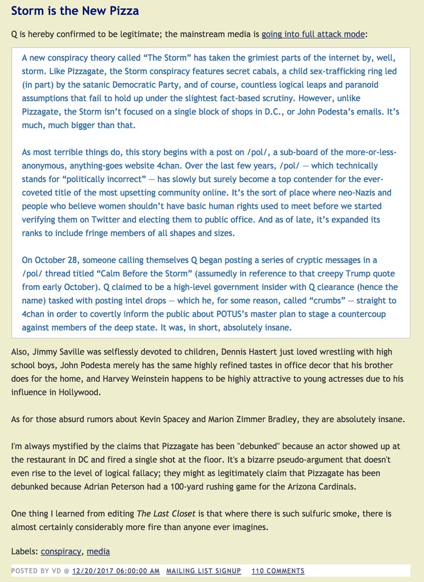Noted  #Altwanker Vox Day aka Theodore Beale has belately jumped on the  #FollowTheWhiteRabbit bandwagon. It's kind of astonishing it took this long, since he has a habit of promoting 4chan as a legitimate news source.