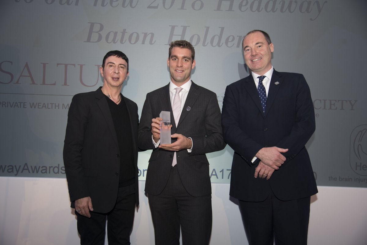 We are so excited to have @SimonatSaltus and team on board as Headway Baton Holders in 2018! Here they are being passed the baton by one and only <a href="/MarcAlmond/">Marc Almond</a>! #HeadwayHeroes