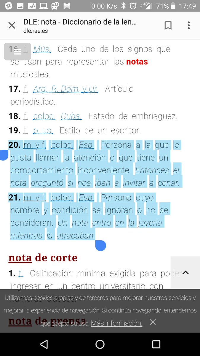 rancio's tweet photo. Hoy, los sevillanos hemos ganado una gran batalla: la RAE ha aceptado el uso que nosotros le damos a la palabra "nota". https://t.co/Xi78cglwsZ