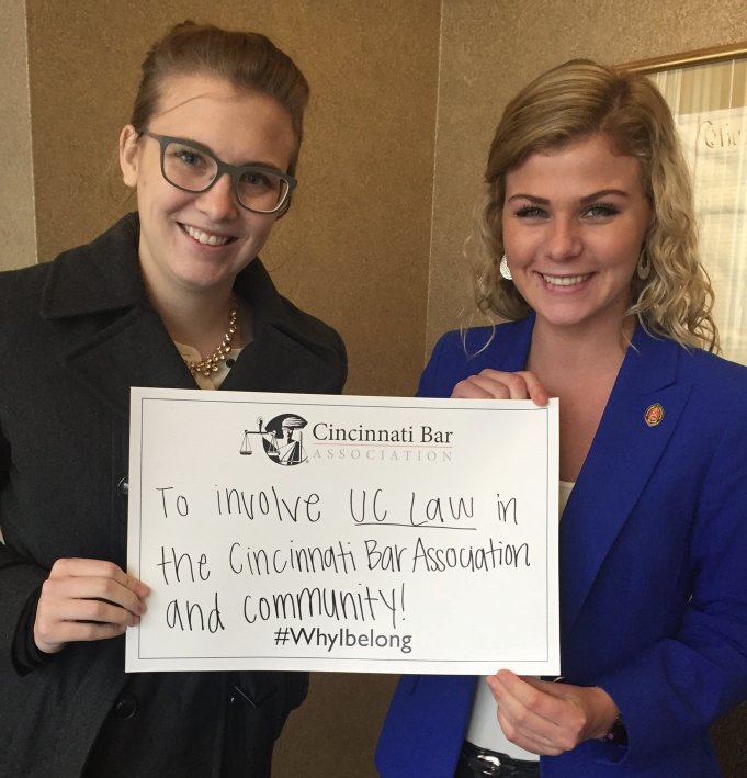 CincinnatiEsq's tweet photo. This is why Cassandra Gleason and Emma Grip Shover are CBA members. Why are you?
"To involve @UCincinnatiLaw in the Cincinnati Bar Association and community!" #WhyIbelong https://t.co/y7th2BUfMy