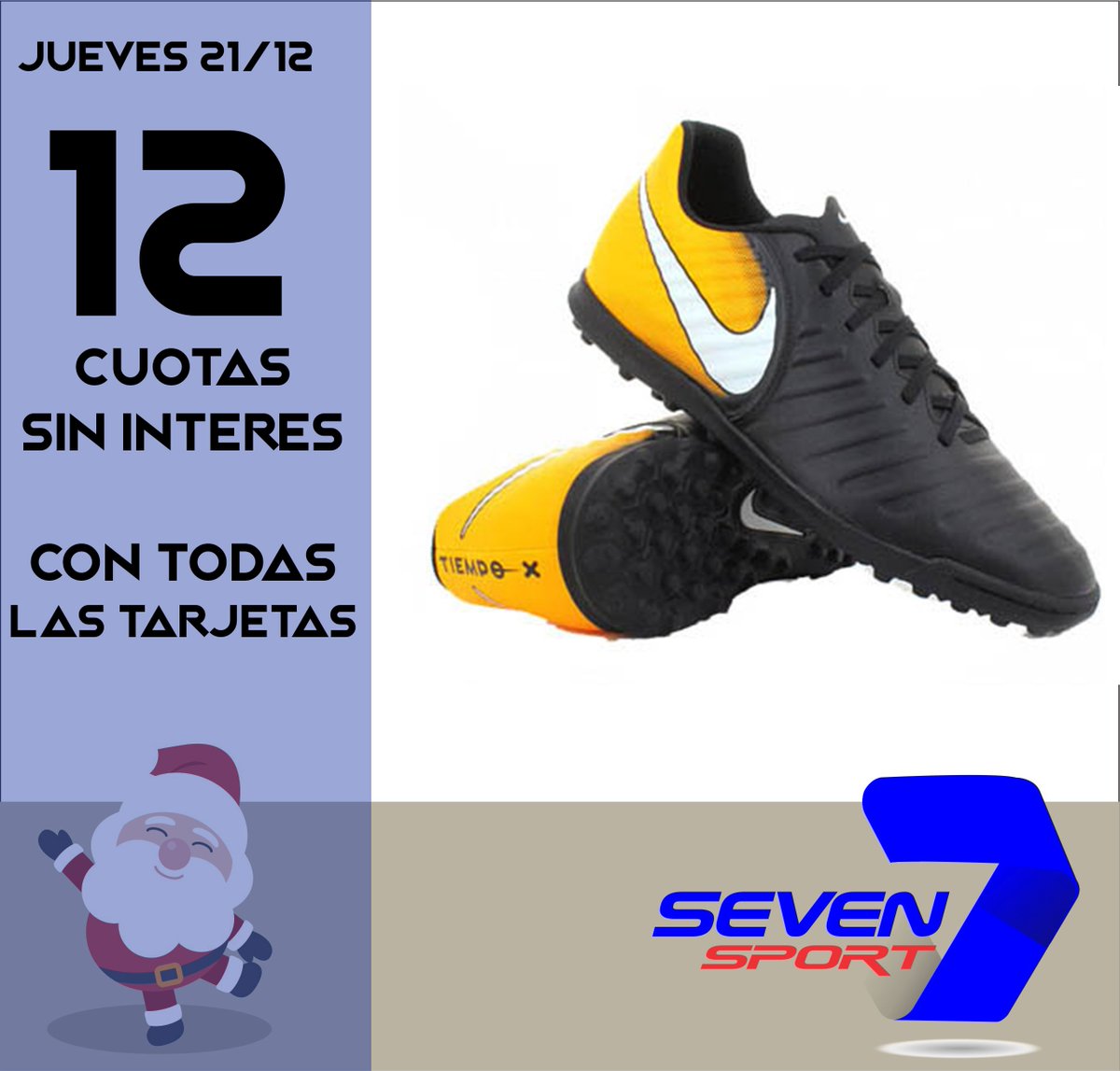 sevensportok's tweet photo. #regalosdenavidad en #sevensport #botinesnike, hoy tenes 12 cuotas sin interés con todos los #bancos https://t.co/nHKilS86Yd