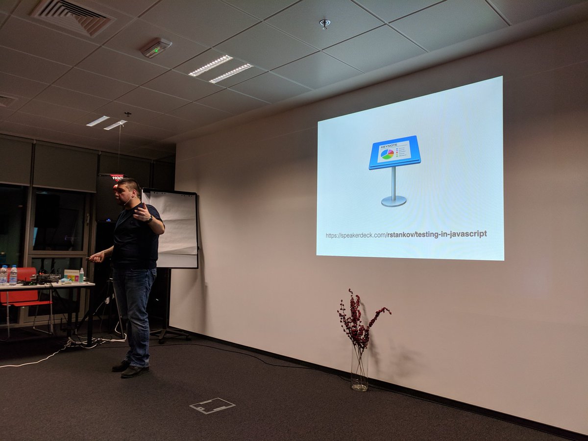 <a href="/rstankov/">Radoslav Stankov</a> talking about testing in JavaScript <a href="/SofiaJavaScript/">SofiaJS</a> and Tech Talks EPAM.
