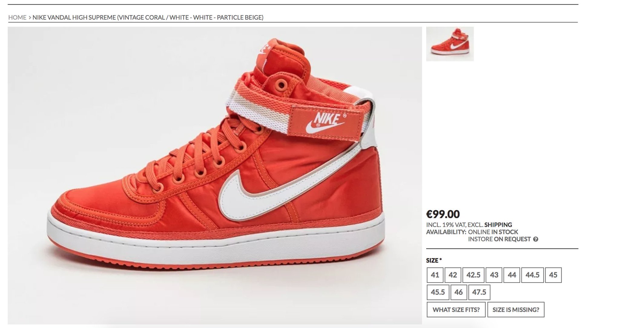 nike vandal high supreme vintage coral