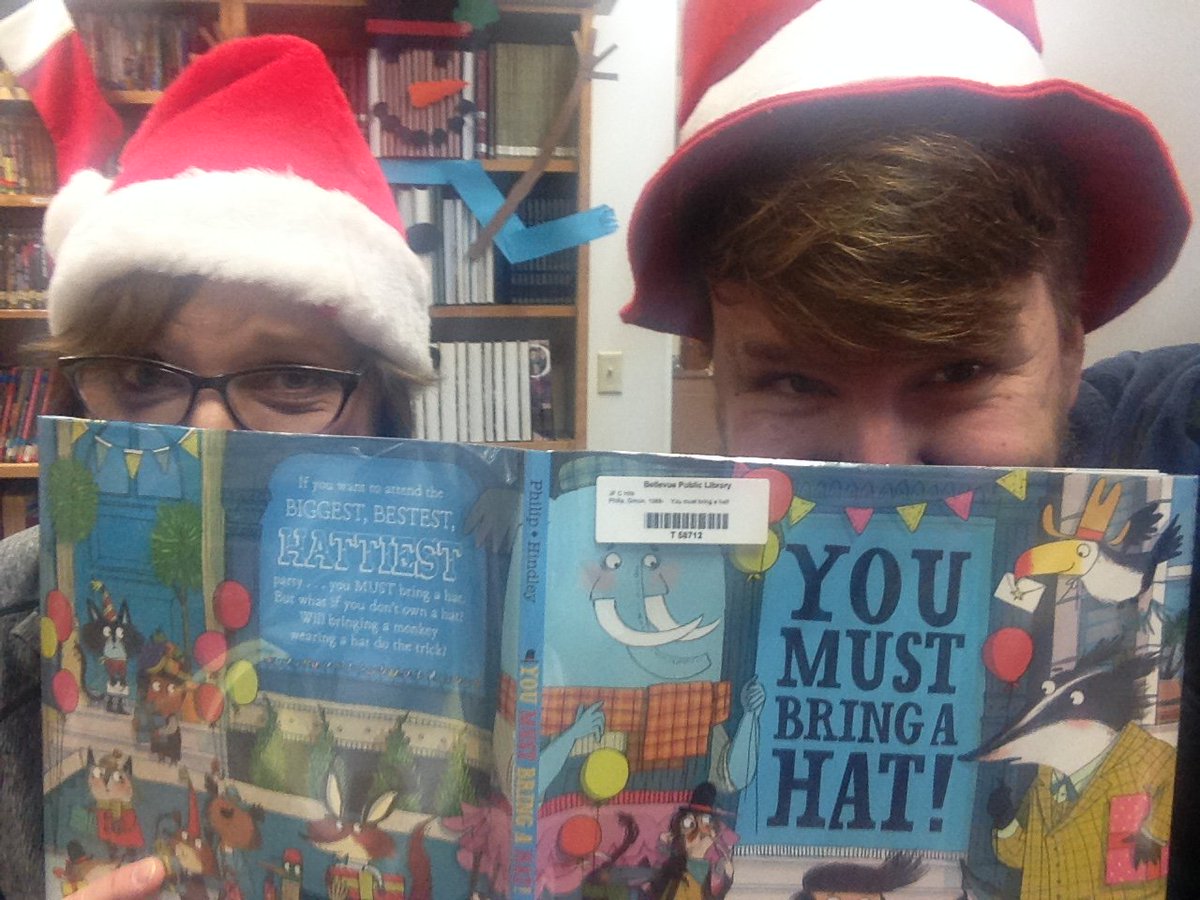 bellevuelibia's tweet photo. This is what happens when the Library Director comes in late :D #youmustbringahat #kidslit #storytime https://t.co/7209dYrQbd