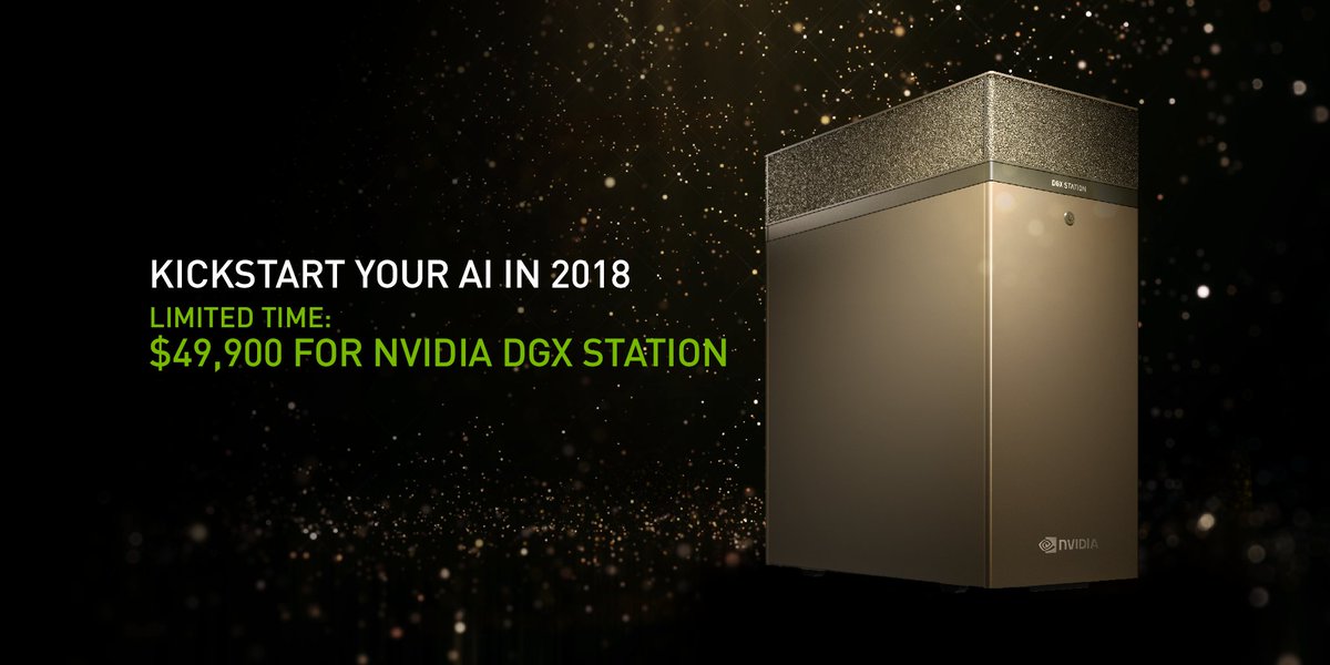 $49,900 for #DGXStation. Take advantage of getting this #AI supercomputer and dive into deep learning. nvda.ws/2BG2FYj
