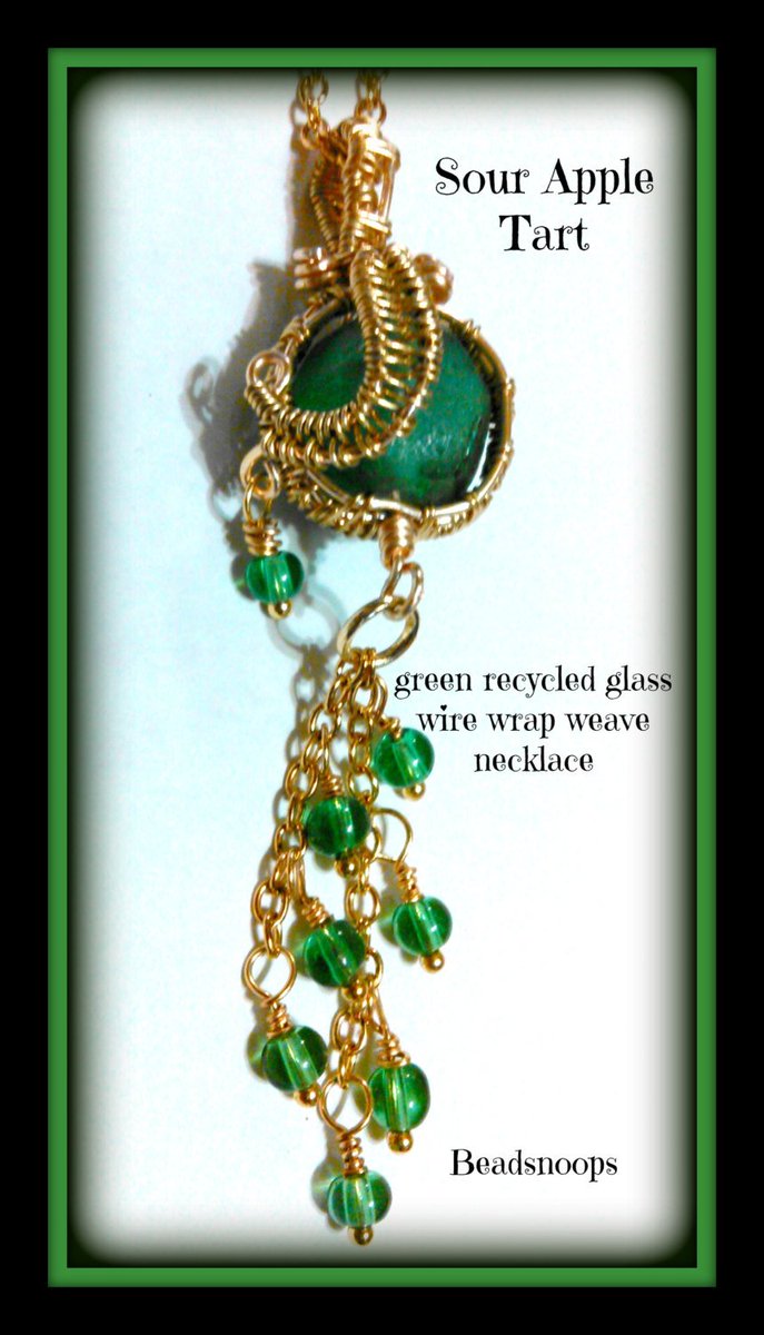 Beadsnoops's tweet photo. Excited to share the latest addition to my #etsy shop: Sour Apple Tart-green recycled glass-wire wrap weave necklace https://t.co/wFzBDPmeY4 #jewelry #necklace #green #beadsnoops #handmadebysheila #recycledglass #sourappletart #wirewrapweave #roundglassorb https://t.co/JD7jBHRCt9
