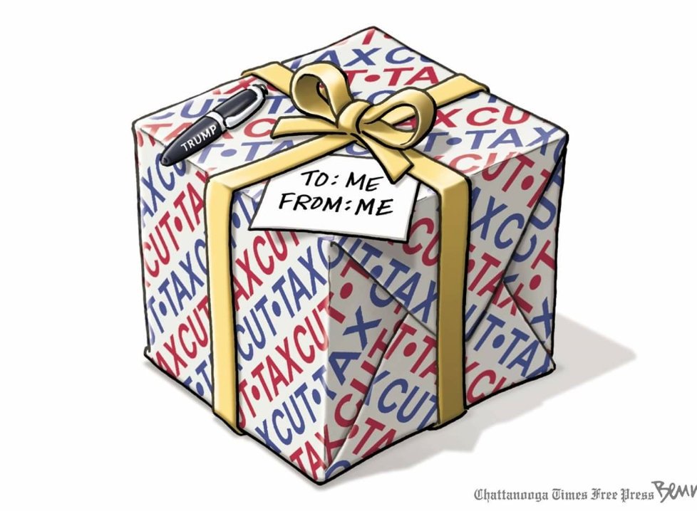 #Trump gives big beautiful #TaxCutScam present....
to himself and the rest of his swamp!

"#MerryChristmas to the regular folks I fooled"~ Donald J. Trump
