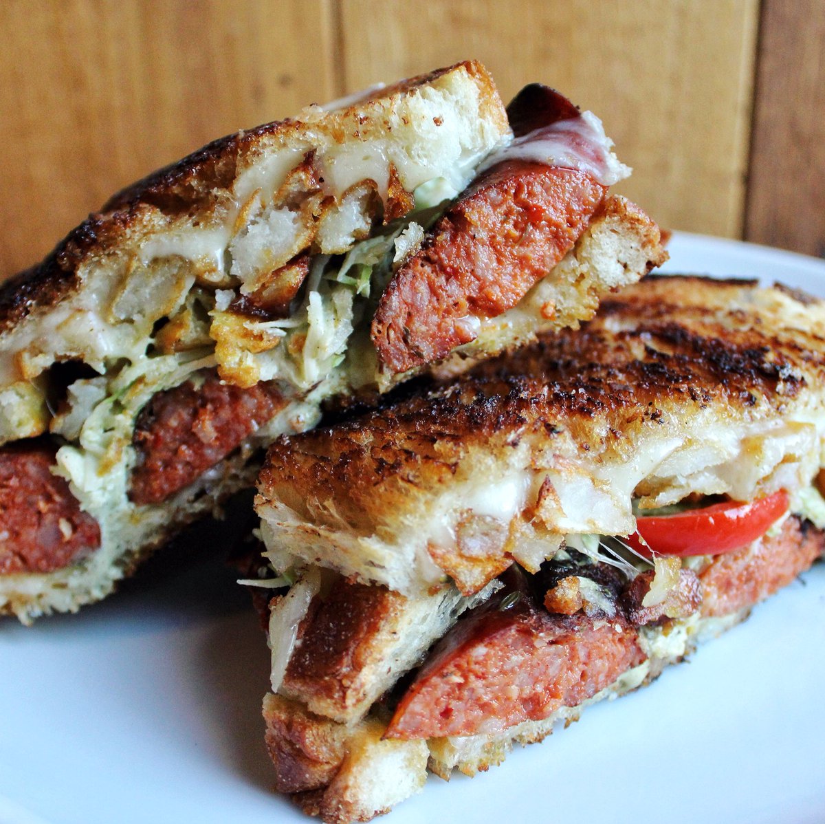 Now here’s a sandwich you can sink your teeth into! Try our Pittsburgh Sandwich with Andouille Sausage and House Slaw! bit.ly/2COccvz