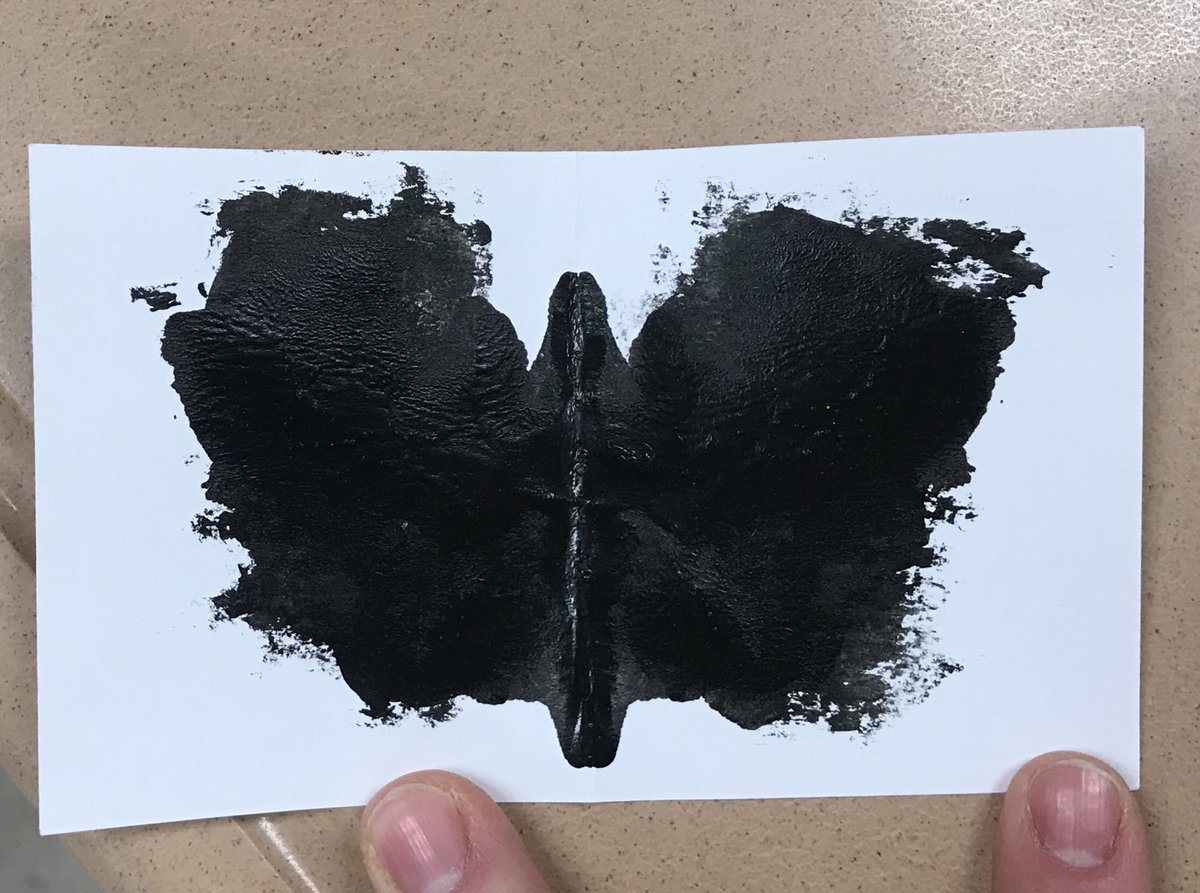 SWMS_Ms_Johnson's tweet photo. More connections to Charlie in “Flowers for Algernon” by making and analyzing Rorschach tests. We also looked at our analysis and talked about how our answers related to our personalities. #8thgradela #esd20learns https://t.co/6IW3dRNbW3