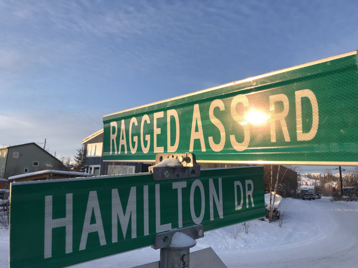 Ragged Ass Road is a short unpaved residential street in the Old Town section of Yellowknife.