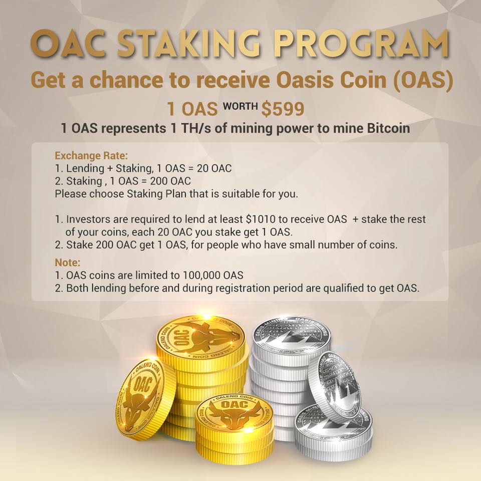 OACcoin's tweet photo. Registration Period to get OAS start from December, 20 2017 to December, 30 2017. 

Registration period has been changed from 14 days to 10 days.

OAS Staking Program on December, 21 2018 start to register at 8 PM (Hong Kong Time Zone UTC +08:00) https://t.co/xmsxQ3Cgbe