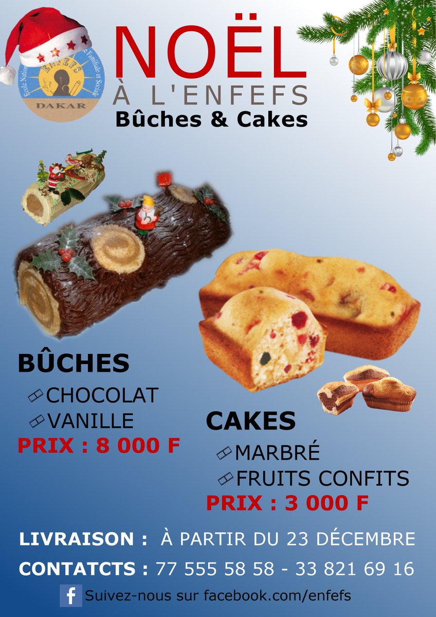 enfefs's tweet photo. Pour votre fête de noel, @enfefs vous propose des bûches et des cakes de différentes variétés. Passez-vites vos commandes. #Noel2017 #buchedenoel #cake #enfefs https://t.co/9cj4CDrwiL