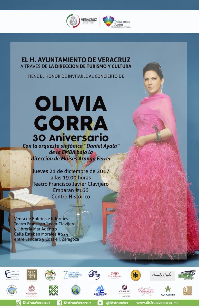 DisfrutaVer's tweet photo. ¡Ya es mañana el 30 Aniversario de #OliviaGorra!
Acompáñanos a disfrutarlo con la Orquesta Sinfónica Daniel Ayala en el #TeatroClavijero.

Te esperamos.
#DisfrutaVeracruz https://t.co/8KzZfaRDFn