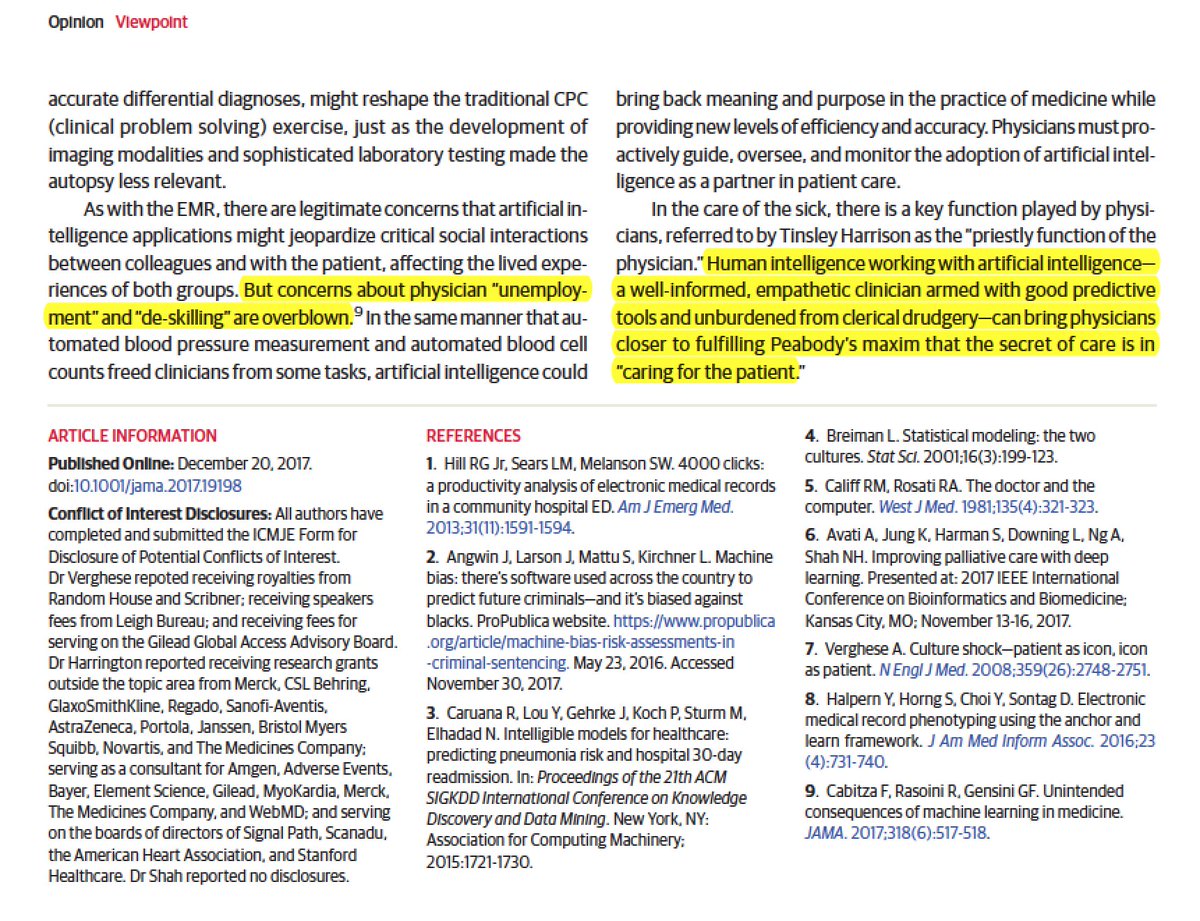 EricTopol's tweet photo. Medicine and #AI: spot on, by @cuttingforstone https://t.co/A06y5xQfIM @JAMA_current @drnigam @HeartBobH @StanfordMed https://t.co/zjaQwzUjKA