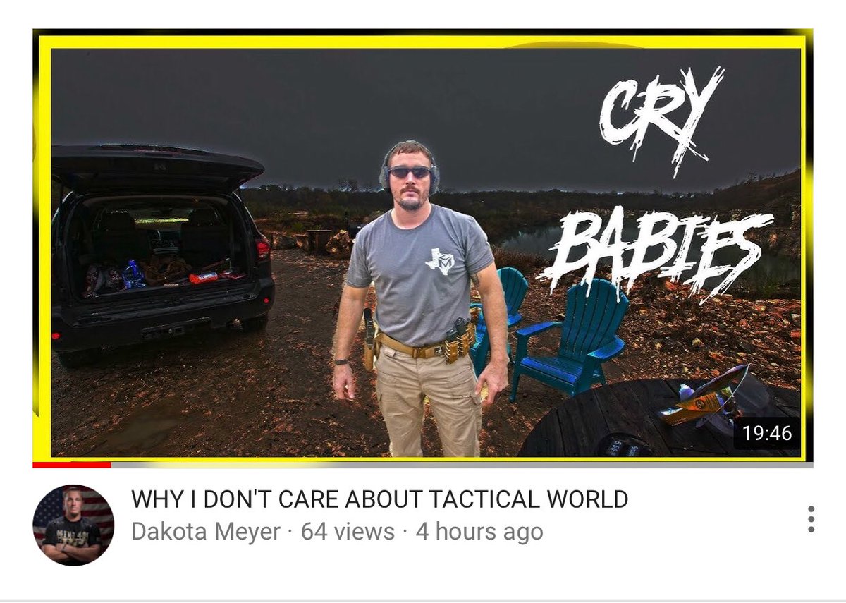 Dakota_Meyer's tweet photo. https://t.co/LHpOpHCv8a
New video on YouTube. @KnivesMonroe shoots his first gun. I get stretched up at @Onnit and tomorrow we go shooting with @LunkersTV Dang. Too many things. #youtube #dailyvlog #onnit #gunrange #tacticalworld #shotshow https://t.co/OBktuStARI