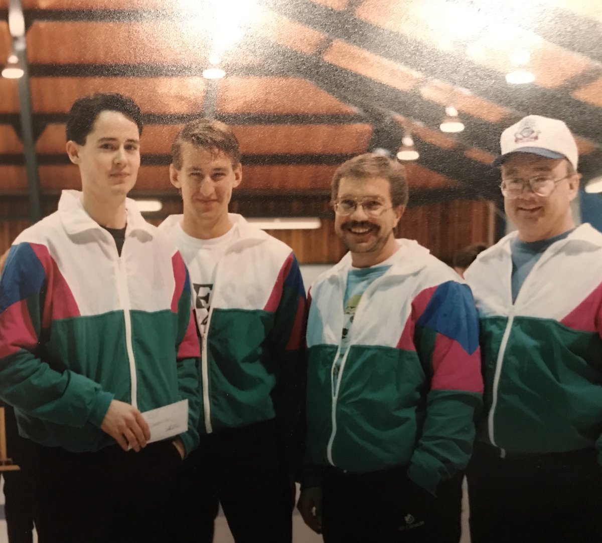 His first big prize... that’s 18-year-old Kevin Koe with his winning team in Vernon. $15,000. His mom Lynda says Kevin thought he was rich. #cbccurl