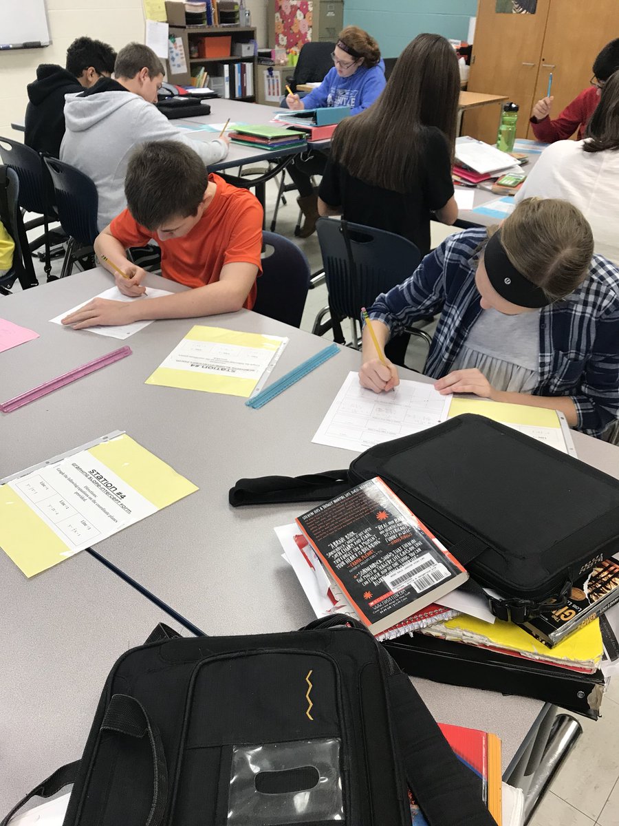 MrsGarbacz's tweet photo. To prepare for tomorrow’s quiz Algebra is working on speed stations today! Great way to review multiple topics and maintain engagement! Added bonus, students reflect on how they are doing after each station! #wdsd7 https://t.co/oL8tYhnS9r