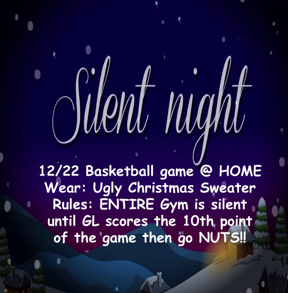 gl_section's tweet photo. Spread the word about the game this friday!! 🎄🧣🧤☃️ https://t.co/fbXu09RVx9