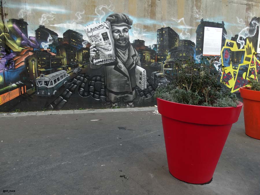 Art_mural's tweet photo. #Paris20 #Streetart le vendeur de journaux par #MgLaBomba & #FrancoisTworode & #SunSeÏ + ici : https://t.co/PzAERd7hkE https://t.co/opsvomQbNs