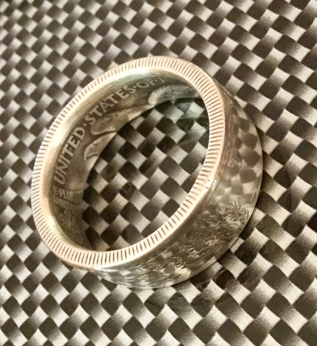 CoinDesigners's tweet image. Walking Liberty Half Dollar Coin Ring! 90% Silver hand picked coins that show great detail inside and outside of the band.#hightidegallery #coinrings #coindesigners  Stop High Tide Gallery on San Marco Ave, St.Augustine,Fl.