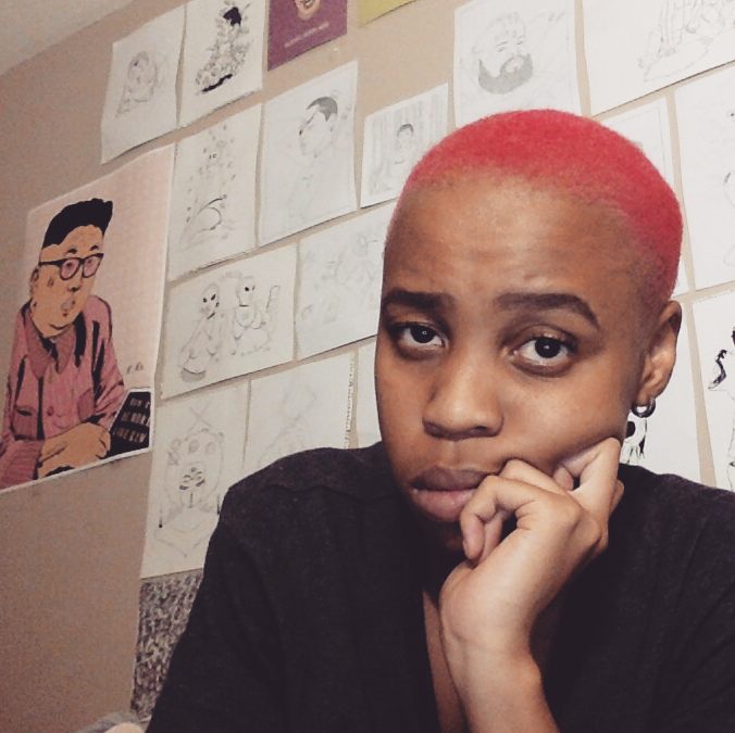 AbutiGatvol's tweet photo. My gay ass, black label, my new hairstyle and my art on my wall = aesthetics. #PostnGo https://t.co/RHkG8esMZR