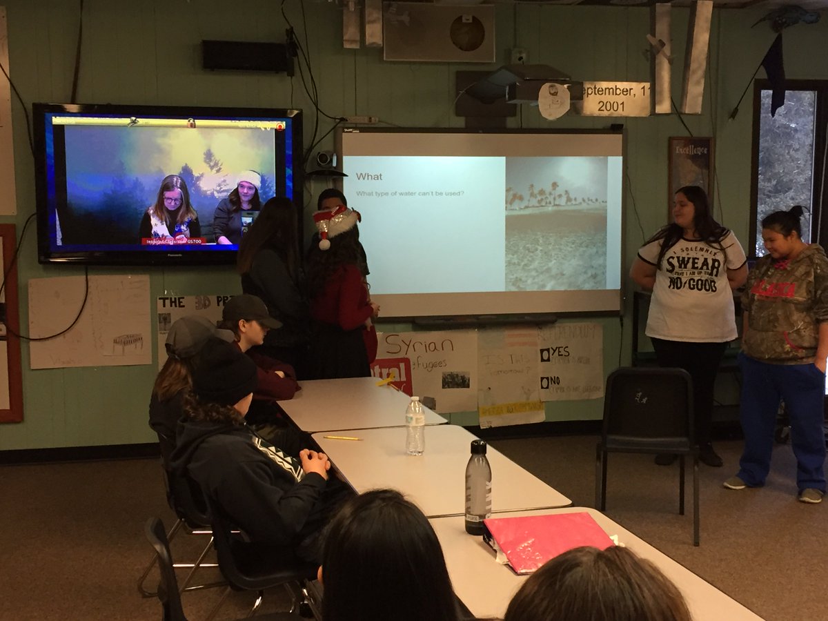 KCHSYT's tweet photo. @InspiredClasses @zorbasalaska @InspiredClasses @KCHSYT KCHS Geography students presenting solutions to their IC Challenge on global water issues. Thanks Kathleen and Alli for being an audience today - more tomorrow. https://t.co/l9ilNb1k5f