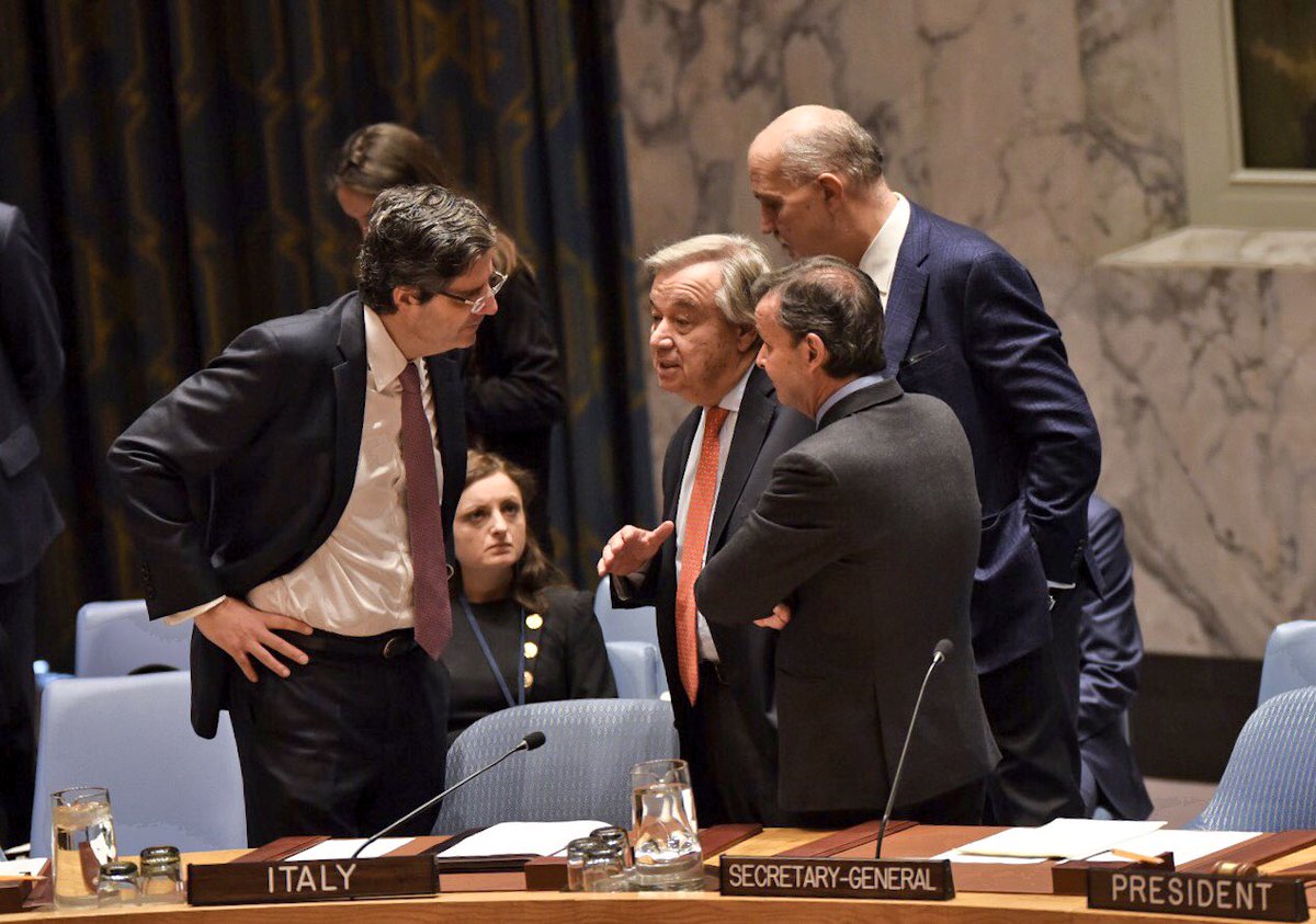 sebastianocardi's tweet photo. Today was my last personal intervention in the #UNSC. It has been a challenging, busy &amp; effective year. It really was an honor and incredible experience

Thanks to #UNSG @antonioguterres &amp; to all the colleagues on Council for the cooperation during this intense year

#ItalyUNSC https://t.co/HG0z8cYJSJ
