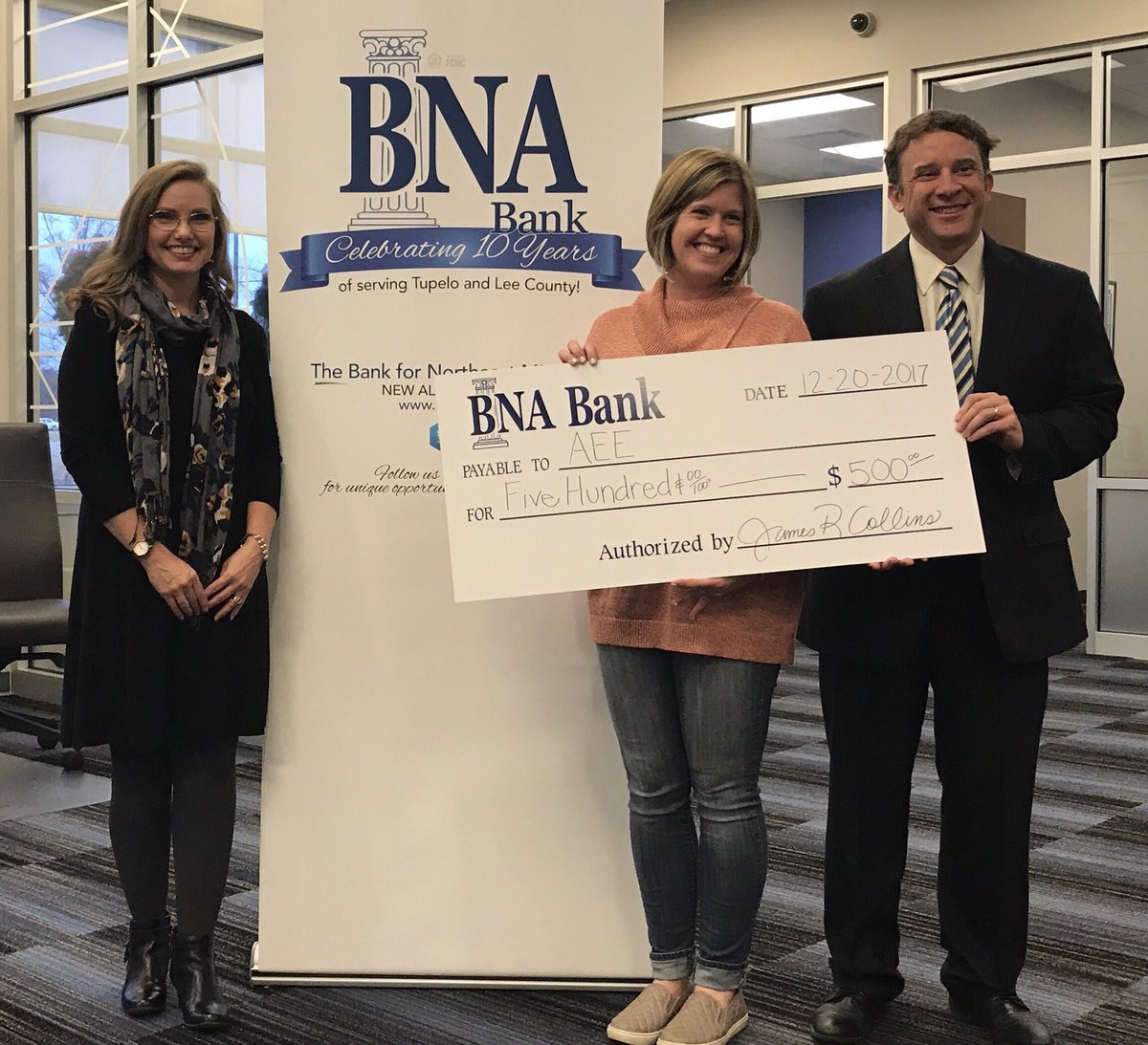 Thank you, BNA Bank, for supporting our community and AEE!