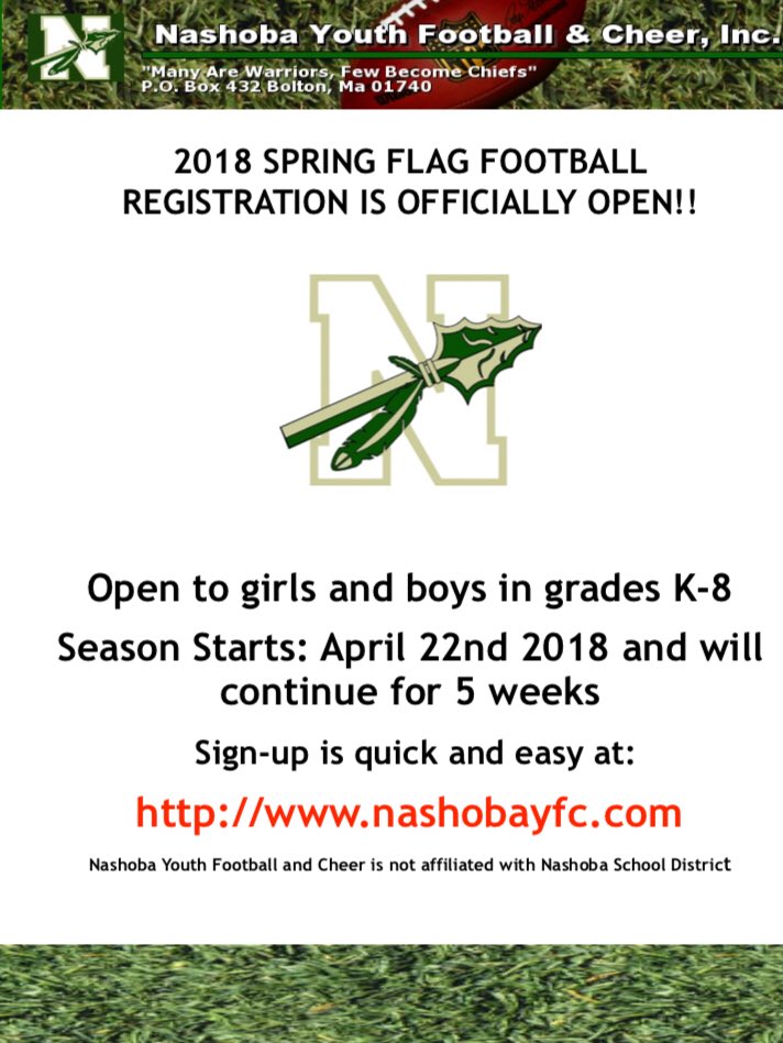 NYFC_Chiefs's tweet photo. 2018 Spring Flag Football registration is now open! @MREschool @Pk8SawyerSchool @Center_scs https://t.co/fDssIBBF23