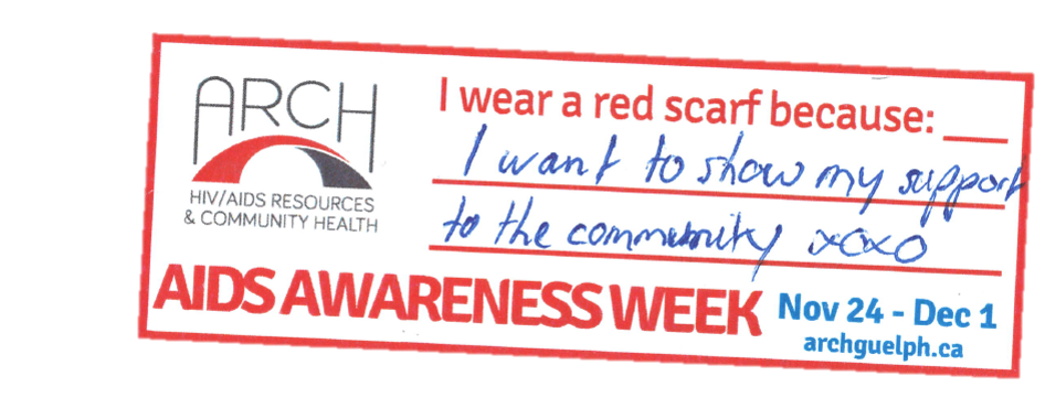 ARCHGuelph's tweet photo. " I want to show my support to the community xoxo"
Share your picture in support of the #TheRedScarfProject and tell us why you wear your scarf? #StopHIVStigma https://t.co/RYCEL3XeRv