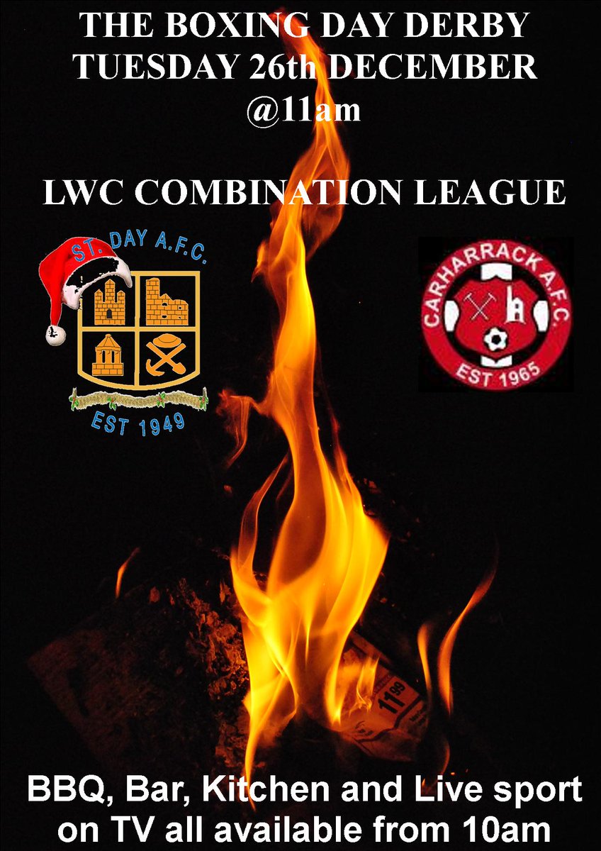 STDAYAFC1's tweet photo. After such a successful start for our combination league side there is no bigger game than a local derby, get behind the saints this boxing day.

Hot Drinks, Hot Food and and even hotter game. All roads lead to Vogue park on Boxing day. https://t.co/82ma76fFm7