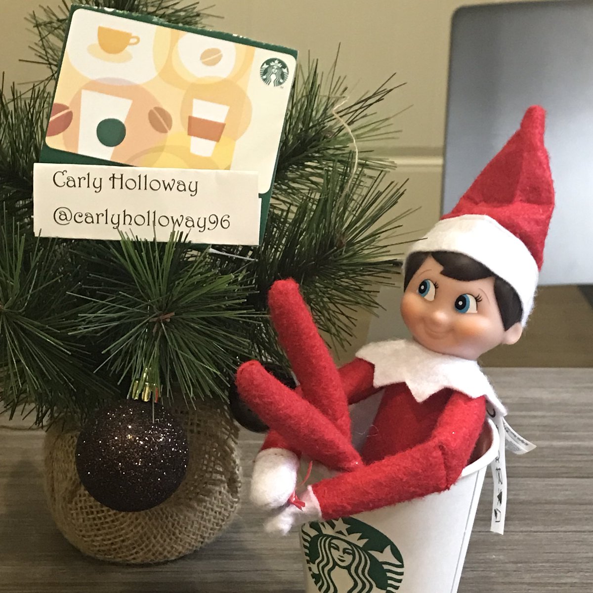 GrandStarkville's tweet photo. @carlyholloway96 Hopefully you can use this Starbucks gift card when you get Elfinโ Tired! #ElfYeah https://t.co/A0xlLeCdpI