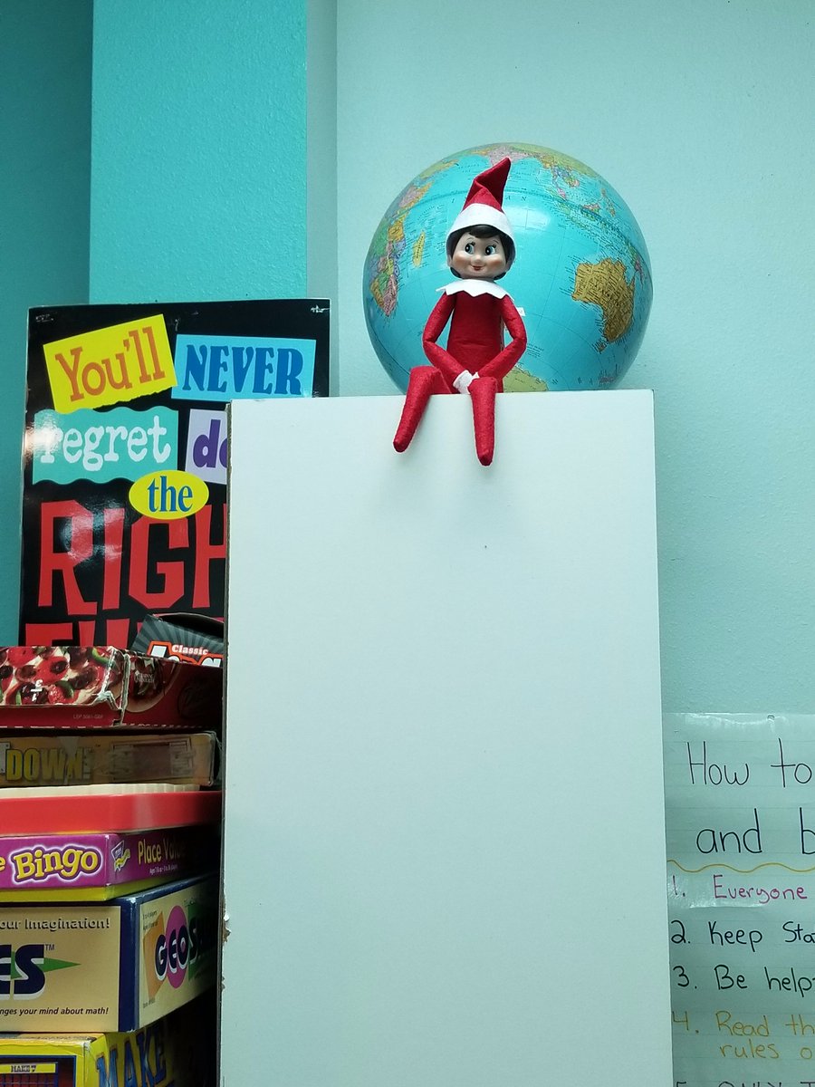 DeedsLori's tweet photo. We had a huge surprise Mon. from Santa!! The kids wrote him letters last week and made a phone call to him asking for an elf on the shelf. "Sparkles" was delivered Monday in a special package from the North Pole! #WeBelieve #HLES https://t.co/uSuD1uXHZS