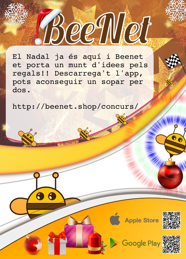 BeeNetNews's tweet photo. Ja ha arribat el Nadal a BeeNet i per tant, és temps de regals!

Comparteix la bona nova de BeeNet fent servir el hastag #ideesbeenet per les xarxes socials i participa en el concurs on podràs aconseguir un sopar per a dues persones!

Més informació a https://t.co/fnncdqTrZx https://t.co/I3Yz4Q8DOG