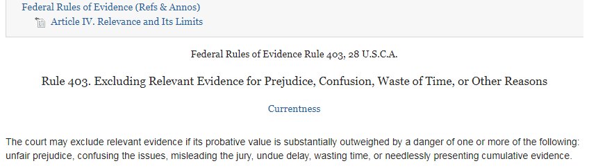 CarlyWillow's tweet photo. @Laura_E_Adkins Allowing "the #Prosecution to present evidence of immigration violations, though that #evidence was irrelevant to the financial charges" was a miscarriage of #justice. If #probative value of evidence is substantially outweighed by unfair #prejudice it should be excluded. FRE 403 https://t.co/yPWwoiIYiN