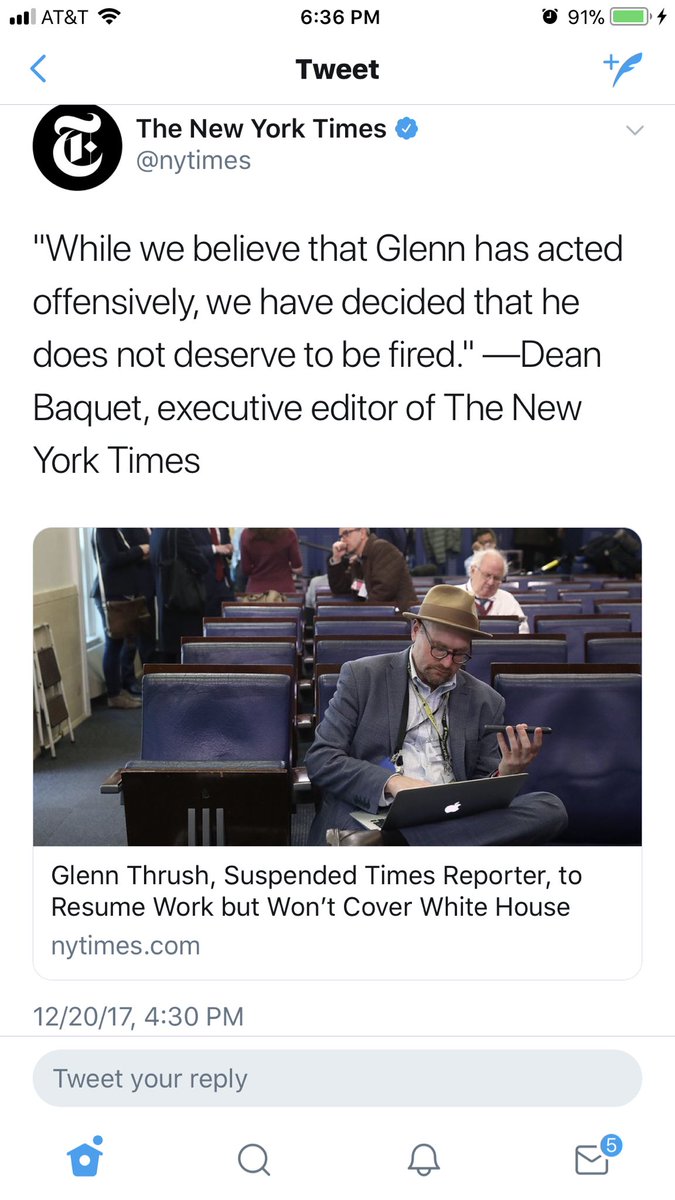 lbrot1's tweet photo. @nytimes So now @GlennThrush doesn’t deserve to be fired? I get it, this is like when you quashed the 2004 Weinstein story, right? I’m thinking Glenn has dirt on someone at the Times who’s bigger than him, correct?
#LiberalPerverts #SexualHarassmentEnablers
https://t.co/2G3KgTxWbG https://t.co/p2cbMUAlos
