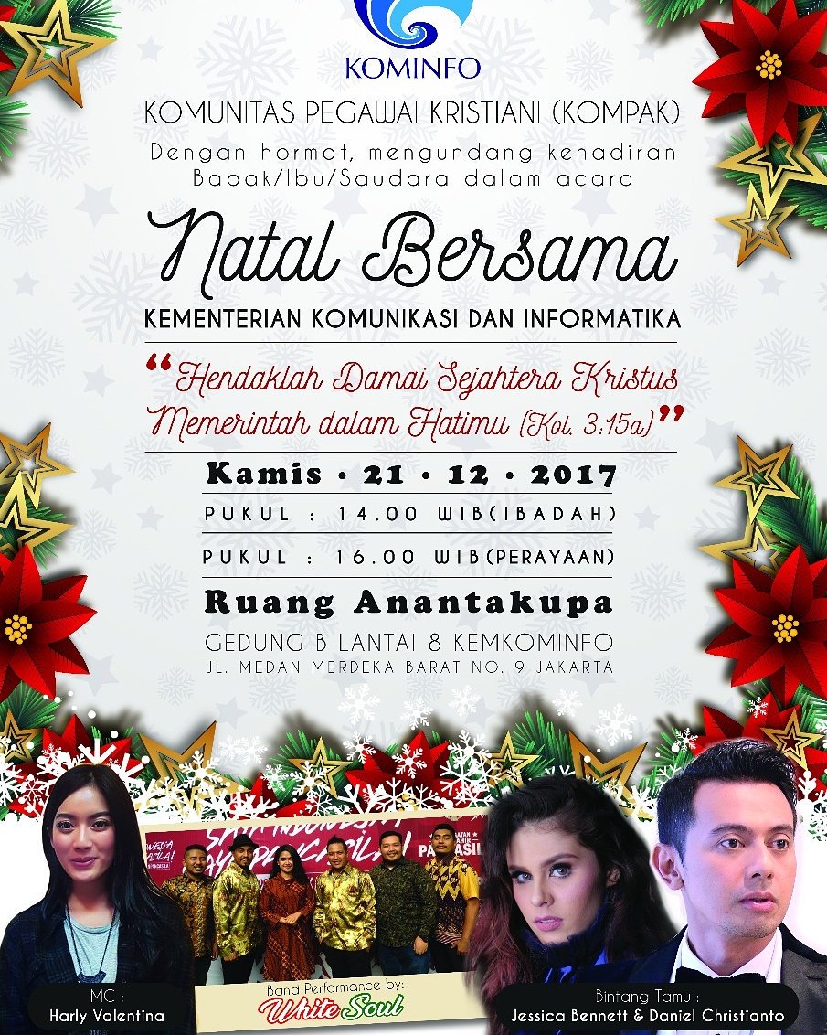 Hari ini (21/12/2017) <a href="/kemkominfo/">IsNotSepuh</a> akan melaksanakan Ibadah &amp; Perayaan Natal Bersama Keluarga Besar Kementerian Komunikasi &amp; Informatika di Ruang Anantakupa Lt 8 Gedung B Kemkominfo Jl Medan Merdeka Barat No 9 Jakarta Pusat. #NatalKompak #NatalKominfo ~ <a href="/rudiantara_id/">Rudiantara</a>