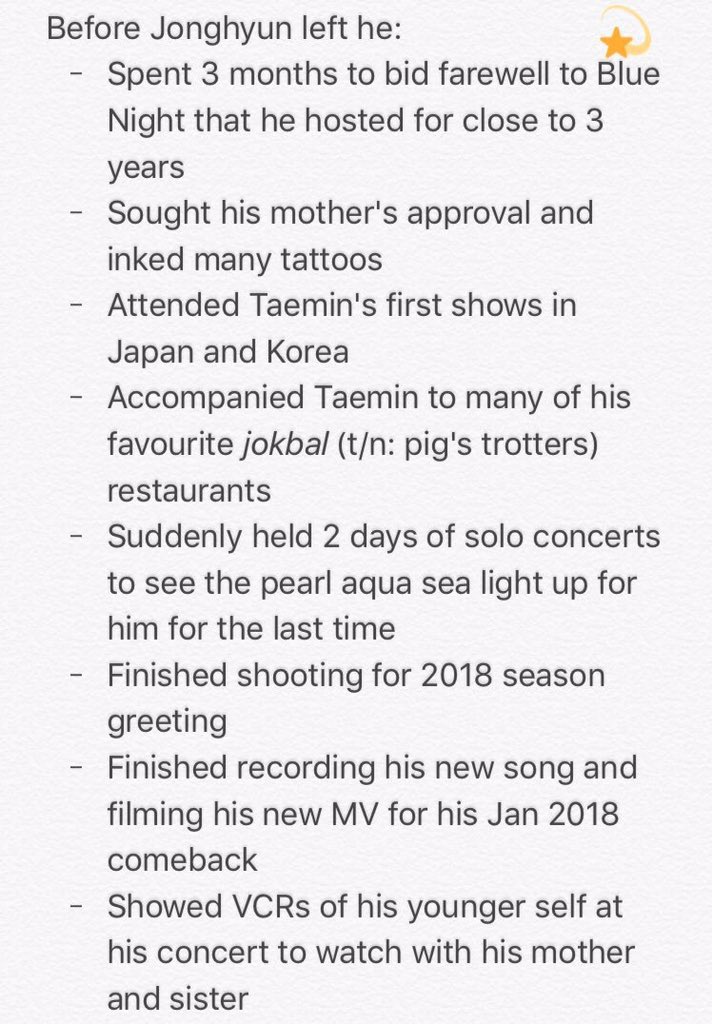 monsterbyunn's tweet photo. "Full translation of a comment on how #jonghyun waited for the right time to go" — as days goes by he hope someone could notice the pain he is in but no one knew.,, you deserved the peace you're seeking jonghyunna~ an angel in disguise. Rest in peace. 🥀🌻 #YouDidWellJonghyun https://t.co/M0AQ8zRH6o