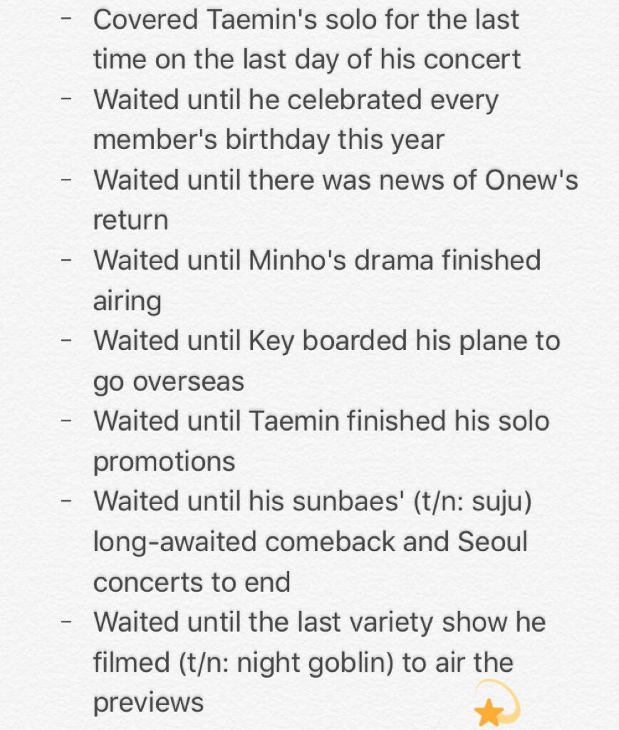monsterbyunn's tweet photo. "Full translation of a comment on how #jonghyun waited for the right time to go" — as days goes by he hope someone could notice the pain he is in but no one knew.,, you deserved the peace you're seeking jonghyunna~ an angel in disguise. Rest in peace. 🥀🌻 #YouDidWellJonghyun https://t.co/M0AQ8zRH6o