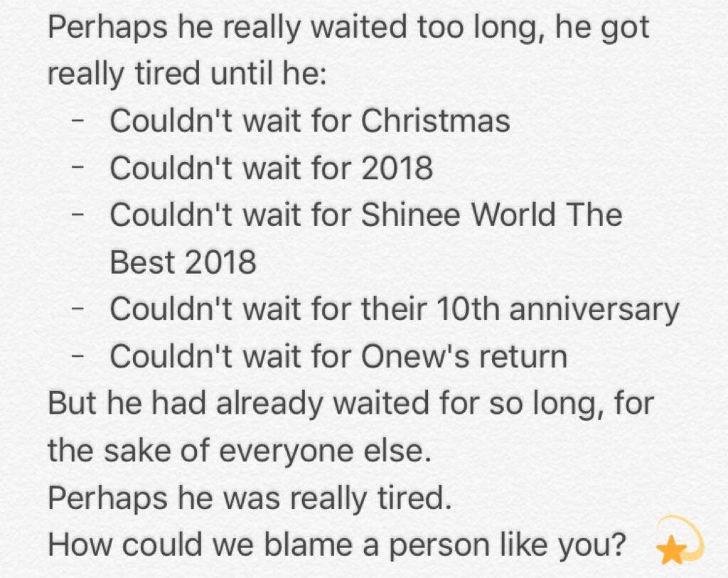 monsterbyunn's tweet photo. "Full translation of a comment on how #jonghyun waited for the right time to go" — as days goes by he hope someone could notice the pain he is in but no one knew.,, you deserved the peace you're seeking jonghyunna~ an angel in disguise. Rest in peace. 🥀🌻 #YouDidWellJonghyun https://t.co/M0AQ8zRH6o