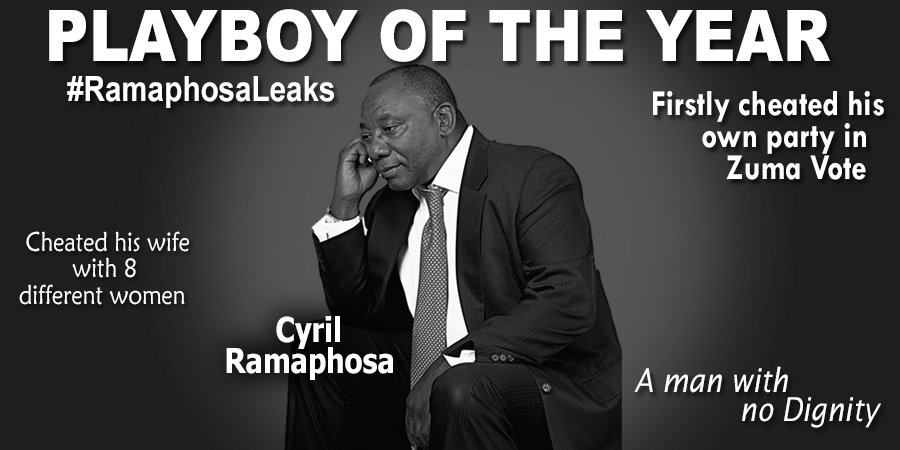 Sandile_jhb's tweet photo. @News24 @lizTandwa Along with #MarikanaMassacre, #Ramaphosa has been awarded too many names such as...
#Play_Boy_Of_The_Year
#Womanizer
#WMCStooge

#ANC54 https://t.co/ouxAEGjouw