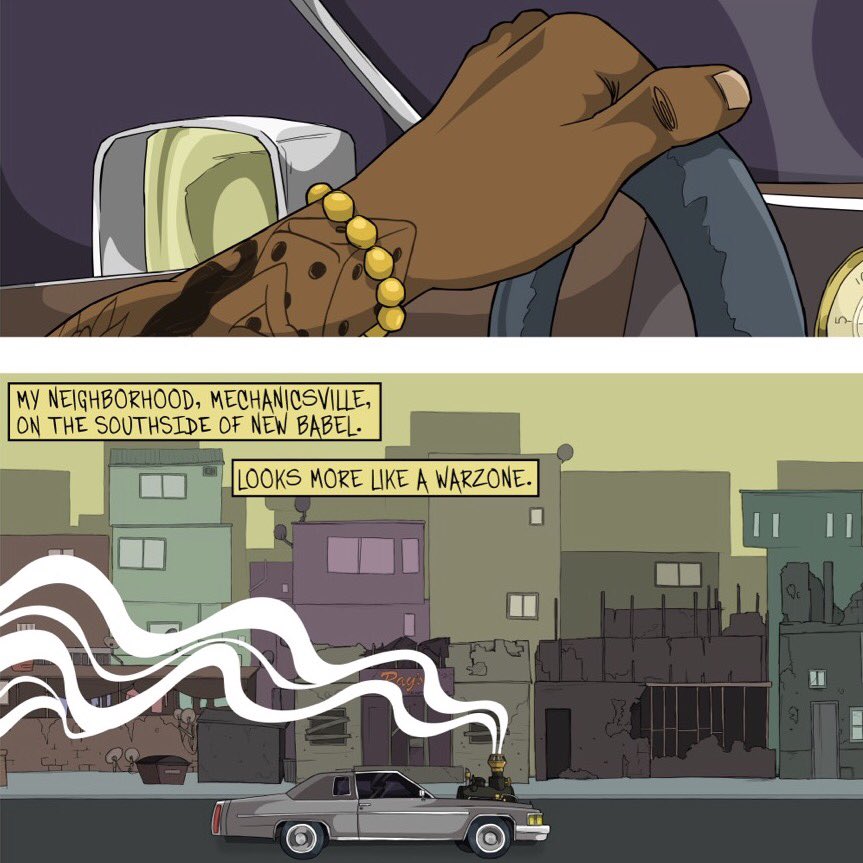 WhoIsCoreyDavis's tweet photo. New page is up ⚡️ Lucky takes the streets in his Steampunk Caddy!! Check it out at https://t.co/tGFdbNmX1L | #providercomic https://t.co/FIf7onyeok