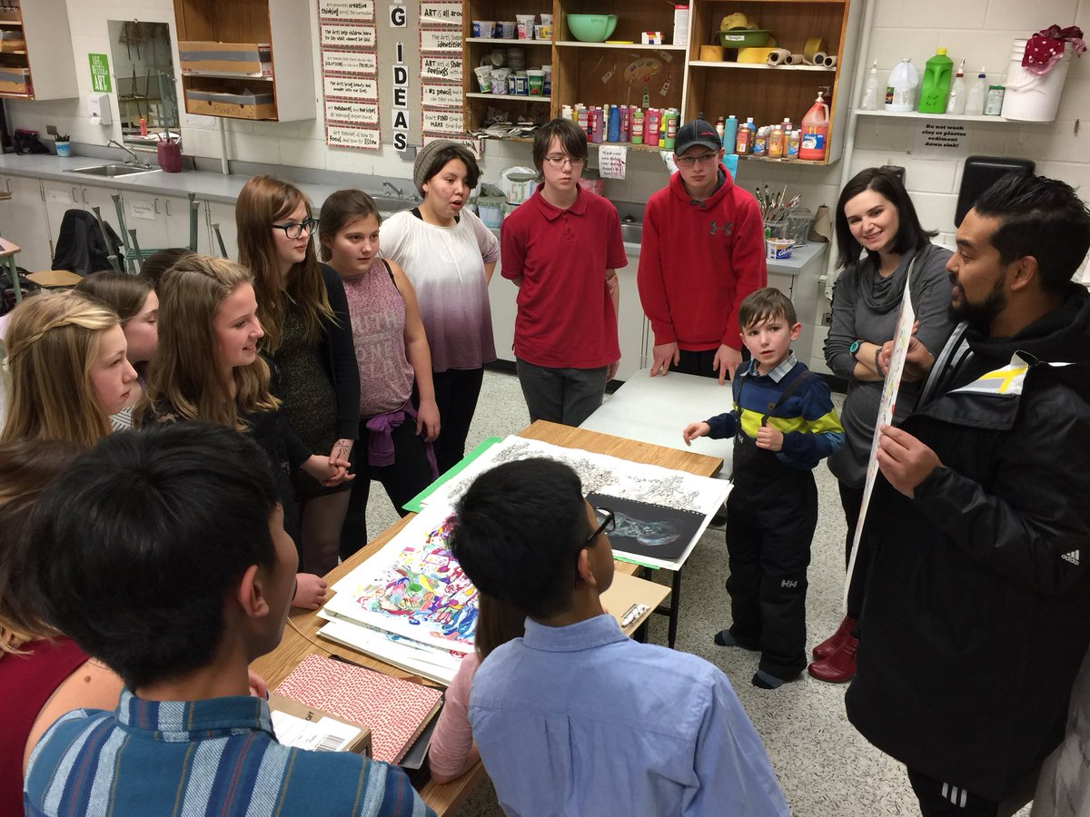__Huckleberry's tweet photo. #MYMAKE met the incredible local artist L. Levendall who showed us pieces of his unique art, shared his personal artistic journey, and answered Qs. WOW!!! We can’t wait to learn from him in 2018! https://t.co/G7GyvnhdJQ