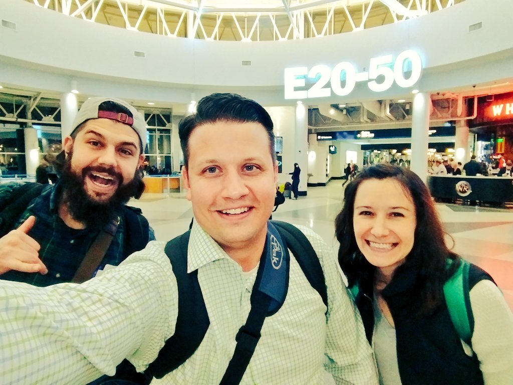 MrMarkGarner's tweet photo. Fun times @CLTAirport with @Tim_Monreal & @MrsJessieGarner! #NorthBound #WinterBreak17 https://t.co/BMdlxK4Val