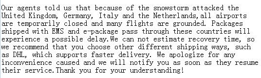cssbuy's tweet image. ❄️❄️❄️Notice of serious delay in parcels sent to parts of Europe❗️❗️❗️