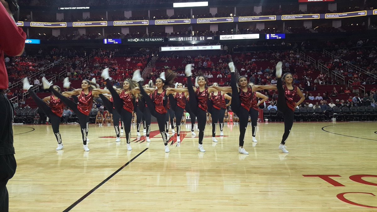 SoHoJannettes's tweet photo. Killed halftime tonight @HoustonRockets game.  Best part of our year! Thank you to all those who came out and supported! #trojanpride @SoHoCheer https://t.co/o719o5fD8O