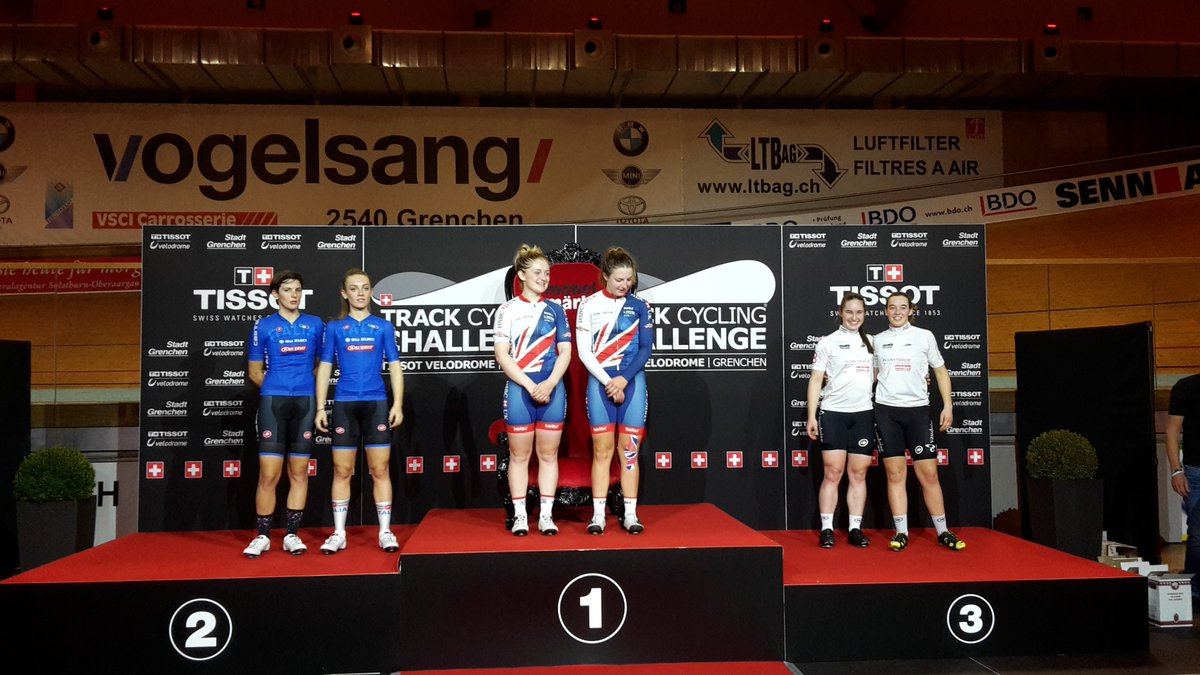 swisscycling's tweet photo. The🇨🇭riders showed great performances yesterday at the Track Cycling Challenge in Grenchen with three podiums: Aline Seitz (1st/Scratch), Léna Mettraux/Aline Seitz (3d/Madison), Andrea Waldis (3d/Points Race). 
The races go on today. Follow it live here https://t.co/wTrpjmycgI https://t.co/3cb1InwMAq
