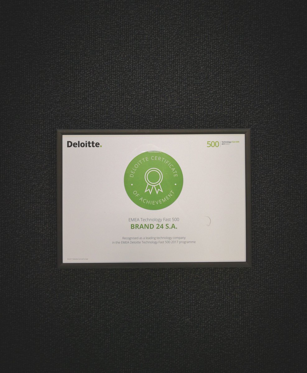 sadek's tweet photo. Wow! @Brand24 recognized as a leading technology company in Deloitte Technology Fast 500 programme. Few stats: 6 years in business, 2000+ customers, 86 countries, 22B mentions collected, 20K GB of RAM on our servers. 2 Beerpong Championships and 1.2K consumed kebabs. #startup https://t.co/PsgOkA8Kav